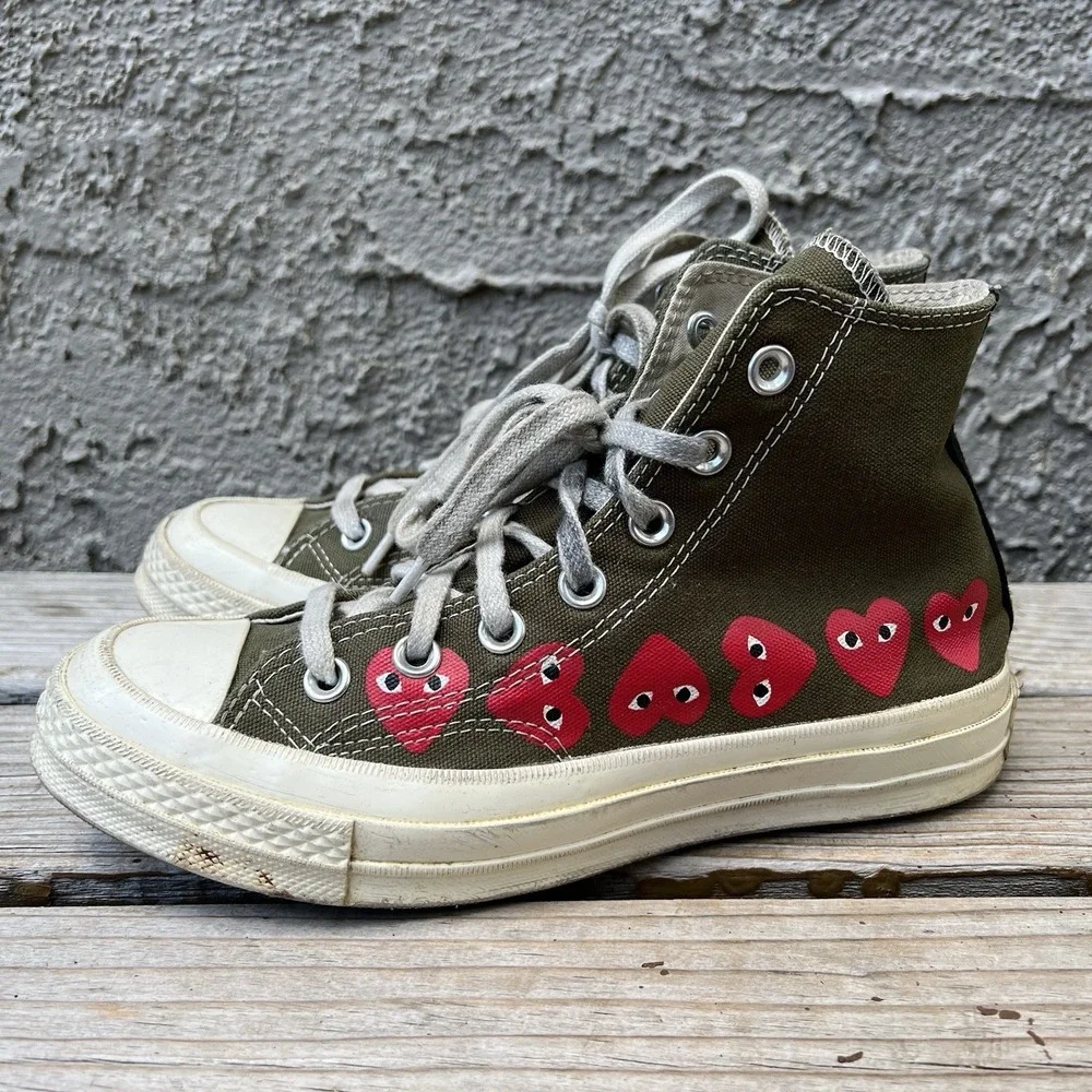 Converse Shoes Women Size 7 Comme Des Garcons Play Green High Top Chuck 70 Heart